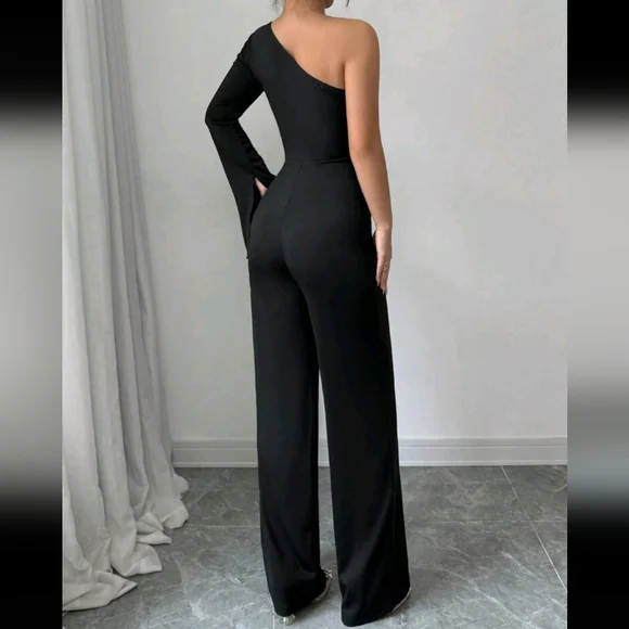 Women's Solid Color Long Sleeve Fitted Casual Everyday Jumpsuit - Picture 2 of 4